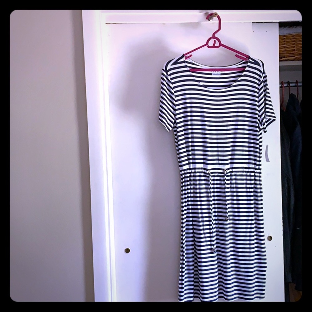 NWT basic addition navy and white stripe dress